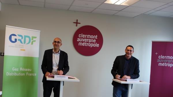 Guilhem Armanet, directeur Clients-Territoire Sud Est GRDF et  Christophe VIAL, Vice-Président de Clermont Auvergne Métropole